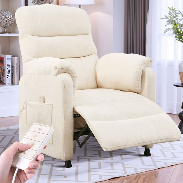 Power Recliner Chair, Holaki Electric Power Recliner with Side Pocket and Remote, Modern Chenille Fabric Recliner Chairs for Adults, Small Recliner for Small Space Nursery Living Room, Black
