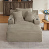 Oversized Chaise Lounge Chair Indoor, Comfy Deep Seat Sleeper Cloud Couch with 2 Cup Holder & Throw Pillow, Faux Fur Upholstered Deep Seat Accent Chair for Living Room & Office, No Assembly Required
