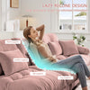 Holaki L-Shaped Cloud Couch Sectional Sofa, Chenille 2-Seater Sofa with Convertible Ottoman, 2 Lumbar Pillows and 2 Throw Pillows, Pink