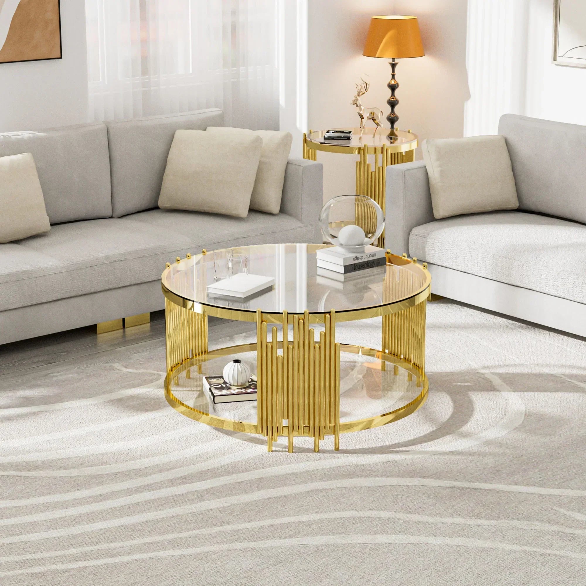 Redefine Your Living Room: The Holaki Round Glass Coffee Table Where Art Meets Strength
