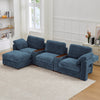 Holaki 138" Oversized Modular Sectional Sofa with 2 Built-in Side Tables, 3 Seat Large Wide Comfy Cloud Couches for Living Room, Sectional Sleeper Sofa with 2 Ottoman & Storage Space