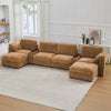 Holaki 138" Oversized Modular Sectional Sofa with 2 Built-in Side Tables, 3 Seat Large Wide Comfy Cloud Couches for Living Room, Sectional Sleeper Sofa with 2 Ottoman & Storage Space