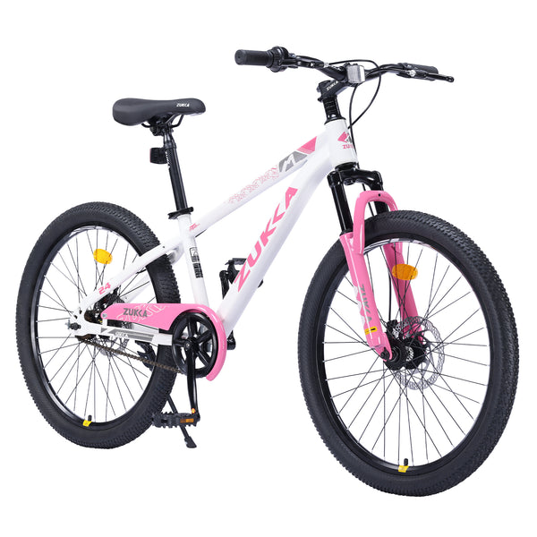 Holaki 24-Inch Kids Mountain Bike for Boys & Girls Ages 9–12, Durable Steel Frame Kid Bicycle with Suspension Fork, Double Disc Brakes, Adjustable Saddle & Handlebar