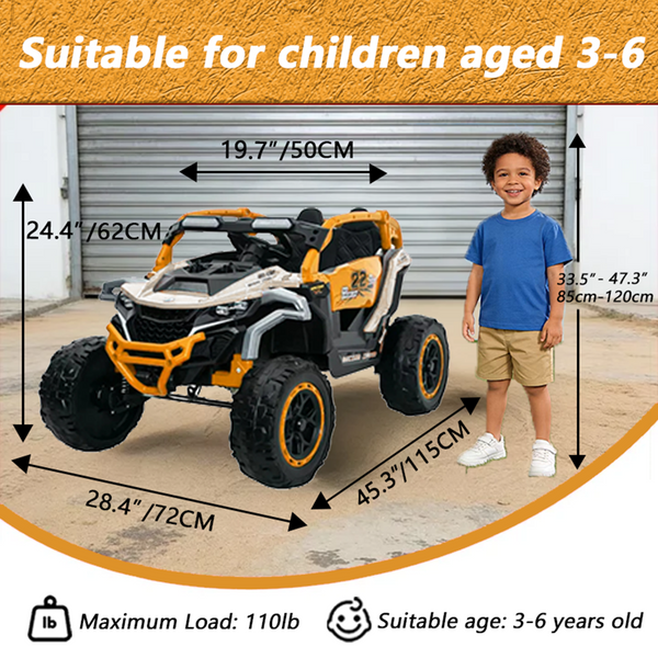 Holaki 12V Ride on Car Toys UTV, Kids Cars Wheel Electric Power with Remote Control, USB, Bluetooth, Music, 4 Wheels Suspension, LED Light, 2 Seater Electric Vehicles for Boy Girl Age 3-6