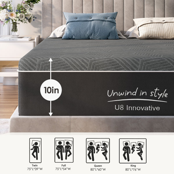 Queen Mattress, Holaki 10" Memory Foam Mattress Queen Size Bed in a Box, Green Tea Bamboo Charcoal Gel Foam with Removable Cover for Pressure Relief, Medium Firm, CertiPUR-US Certified