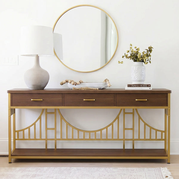 Golden Gate–Inspired Entryway Console Table with Smart Storage