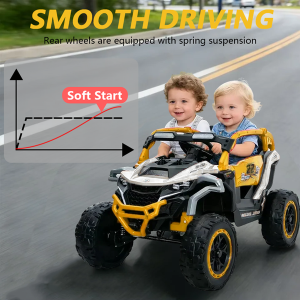 Holaki 12V Ride on Car Toys UTV, Kids Cars Wheel Electric Power with Remote Control, USB, Bluetooth, Music, 4 Wheels Suspension, LED Light, 2 Seater Electric Vehicles for Boy Girl Age 3-6