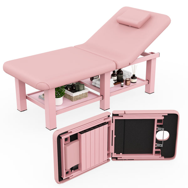 Professional Folding Massage Table with Adjustable Backrest - 30.5" Wide Spa & Physical Therapy Bed, Heavy Duty Metal Frame, PU Leather Top for Facial, Treatment, Relaxation