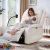 Holaki Power Recliner Chair, 270° Swivel Recliner with Heat & Lumbar Support, Modern Chenille Rocker Recliner Nursery Chair with Smart Cup Holder & Adjustable Armrests for Nursing