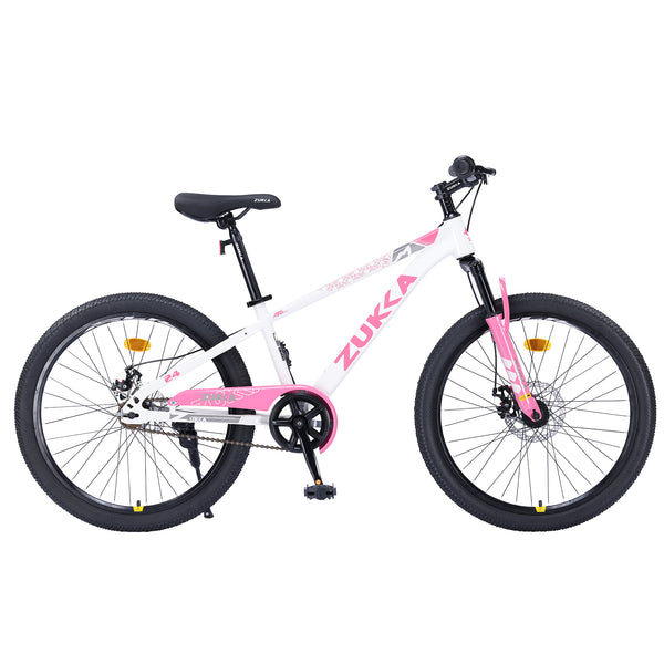 Holaki 24-Inch Kids Mountain Bike for Boys & Girls Ages 9–12, Durable Steel Frame Kid Bicycle with Suspension Fork, Double Disc Brakes, Adjustable Saddle & Handlebar