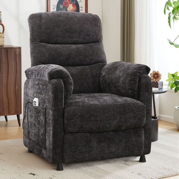 Electric Power Recliner Chair, Modern Chenille Fabric Recliner with Side Pocket & Remote, Nursery Recliner Chair for Living Room Small Space