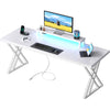 Executive Office Desk, Holaki 70.8" Large Farmhouse Wooden Office Desk with Desktop Stand and Charging Station, Study Writing Table Computer Desk Workstation for Home