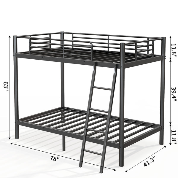 Holaki Twin Over Twin Metal Bunk Bed, with Ladder & Guardrails Metal Bunk Bed Frame, Noise Free & Easy Assembly Strudy Metal Bunk Bed with Support Leg, Black