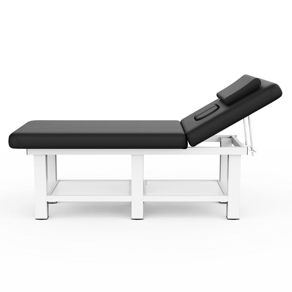 800LBS Heavy-Duty Stationary Massage Table with Humanized Chest Opening Design, Adjustable Backrest, PU Leather, Metal Frame - Professional Spa, Tattoo, Beauty & Therapy Bed