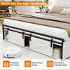 Queen Size Bed Frame, Holaki Farmhouse Queen Bed Frame with Storage Headboard, Charging Station & LED Lights, 2 Storage Drawers, No Box Spring Needed, Noise Free, Easy Assembly, White