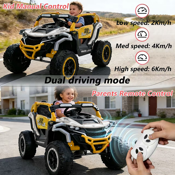 Holaki 12V Ride on Car Toys UTV, Kids Cars Wheel Electric Power with Remote Control, USB, Bluetooth, Music, 4 Wheels Suspension, LED Light, 2 Seater Electric Vehicles for Boy Girl Age 3-6