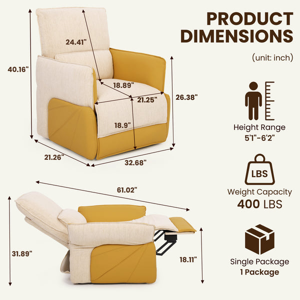 Holaki Electric Recliner Chair with Flip-Up Armrests, Power Recliner Chair with Lumbar Support and Side Pockets, Modern Recliner Sofa for Living Room Small Space Bedroom & Home Theater