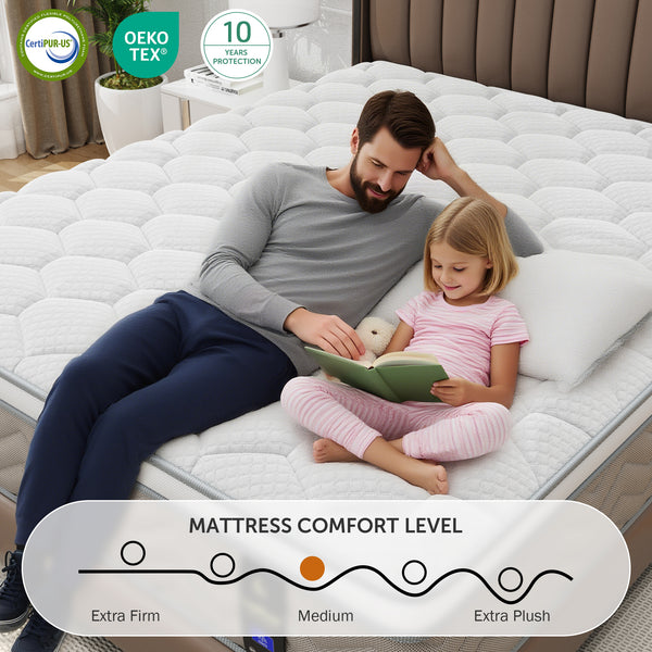 12 Inch Queen Size Mattress, Holaki Hybrid Memory Foam Mattress in a Box with Pocket Springs for Cool Night & Pressure Relief, Queen Mattress Medium Firm, CertiPUR-US & OEKO-TEX