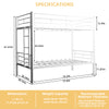 Holaki Twin Over Twin Metal Bunk Bed, with Ladder & Guardrails Metal Bunk Bed Frame, Noise Free & Easy Assembly Strudy Metal Bunk Bed with Support Leg