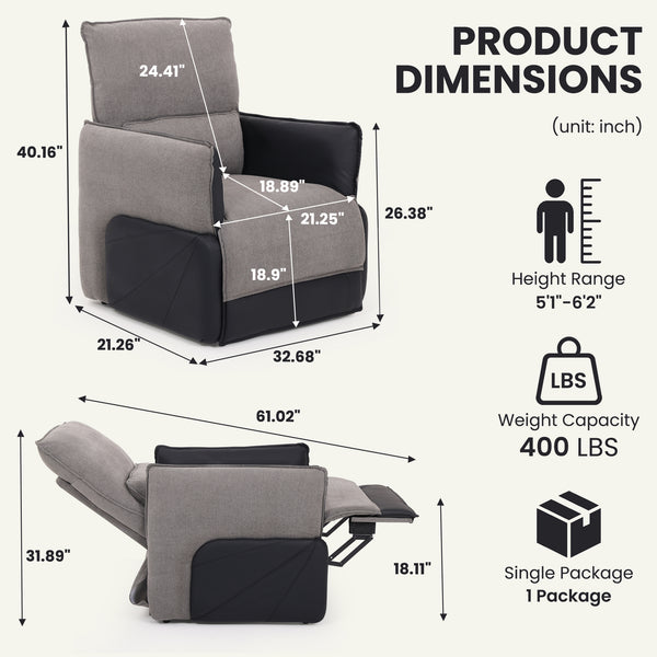 Holaki Electric Recliner Chair with Flip-Up Armrests, Power Recliner Chair with Lumbar Support and Side Pockets, Modern Recliner Sofa for Living Room Small Space Bedroom & Home Theater