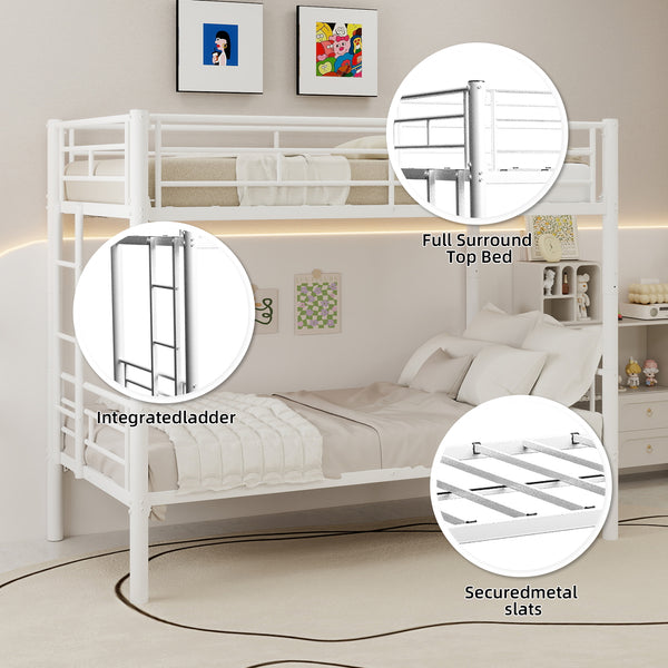 Holaki Twin Over Twin Metal Bunk Bed, with Ladder & Guardrails Metal Bunk Bed Frame, Noise Free & Easy Assembly Strudy Metal Bunk Bed with Support Leg