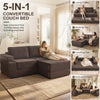 Holaki 5 in 1 Modular Sectional Sofa with Movable Ottoman, L-Shaped Convertible Boneless Couch for Living Room, Corduroy Deep Seat Sofa