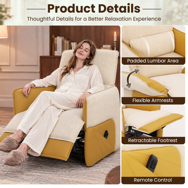 Holaki Electric Recliner Chair with Flip-Up Armrests, Power Recliner Chair with Lumbar Support and Side Pockets, Modern Recliner Sofa for Living Room Small Space Bedroom & Home Theater