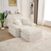 47" Oversized Chaise Lounge Chair Indoor, Holaki Fluffy Corduroy Upholstered Springs Sofa Bed with Ottoman & Pillows, Modern Comfy Cloud Sofas Couches for Living Room, Bedroom