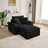 47" Oversized Chaise Lounge Chair Indoor, Holaki Fluffy Corduroy Upholstered Springs Sofa Bed with Ottoman & Pillows, Modern Comfy Cloud Sofas Couches for Living Room, Bedroom
