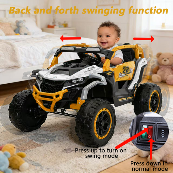 Holaki 12V Ride on Car Toys UTV, Kids Cars Wheel Electric Power with Remote Control, USB, Bluetooth, Music, 4 Wheels Suspension, LED Light, 2 Seater Electric Vehicles for Boy Girl Age 3-6