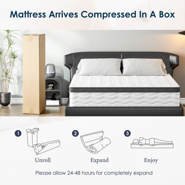 Queen Mattress, Holaki 10 Inch Queen Size Hybrid Memory Foam Mattress in a Box, Individually Wrapped Pocket Springs Mattress, Medium Firm Mattress for Pressure Relief, Strong Edge Support