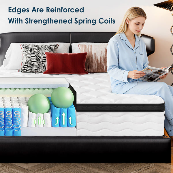 Queen Mattress, Holaki 10 Inch Queen Size Hybrid Memory Foam Mattress in a Box, Individually Wrapped Pocket Springs Mattress, Medium Firm Mattress for Pressure Relief, Strong Edge Support