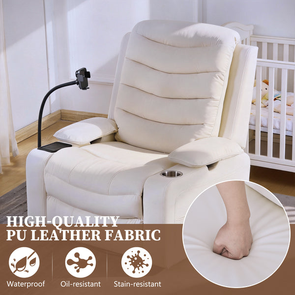 Holaki Power Recliner Chair, 270° Swivel Recliner with Heat & Lumbar Support, Modern Chenille Rocker Recliner Nursery Chair with Smart Cup Holder & Adjustable Armrests for Nursing