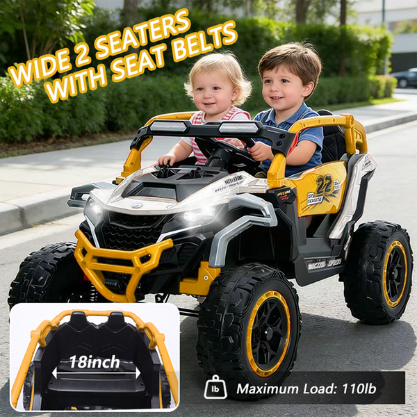 Holaki 12V Ride on Car Toys UTV, Kids Cars Wheel Electric Power with Remote Control, USB, Bluetooth, Music, 4 Wheels Suspension, LED Light, 2 Seater Electric Vehicles for Boy Girl Age 3-6