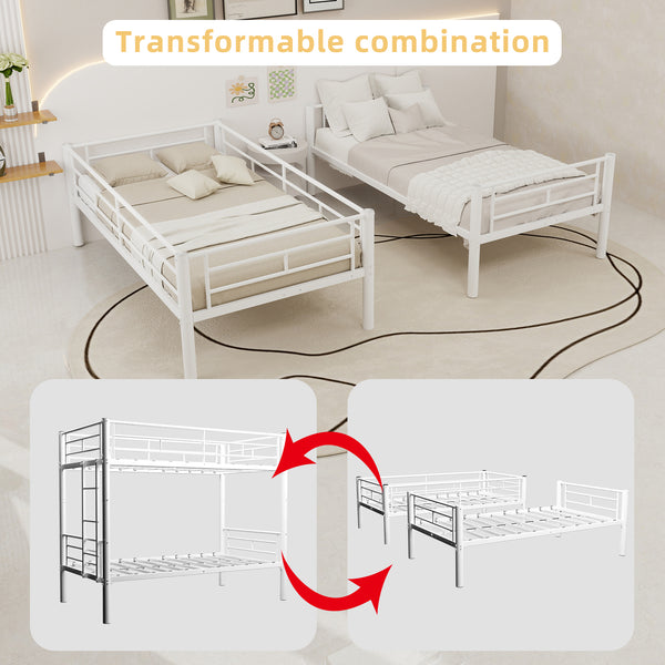 Holaki Twin Over Twin Metal Bunk Bed, with Ladder & Guardrails Metal Bunk Bed Frame, Noise Free & Easy Assembly Strudy Metal Bunk Bed with Support Leg