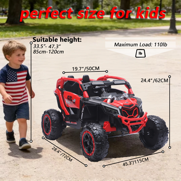 Holaki 24V Kids Ride On UTV, 120Wh Battery, Dual 380W Motors, Top Speed 4.97 MPH, Ages 3-6, Remote Control, Bluetooth, LED Lights, Red