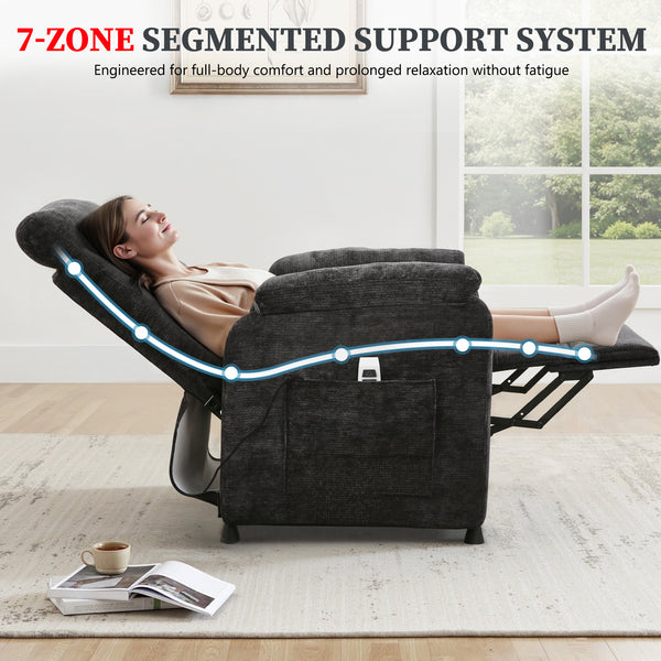 Electric Power Recliner Chair, Modern Chenille Fabric Recliner with Side Pocket & Remote, Nursery Recliner Chair for Living Room Small Space