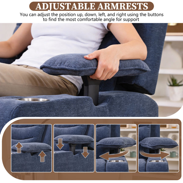 Holaki Power Recliner Chair, 270° Swivel Recliner with Heat & Lumbar Support, Modern Chenille Rocker Recliner Nursery Chair with Smart Cup Holder & Adjustable Armrests for Nursing