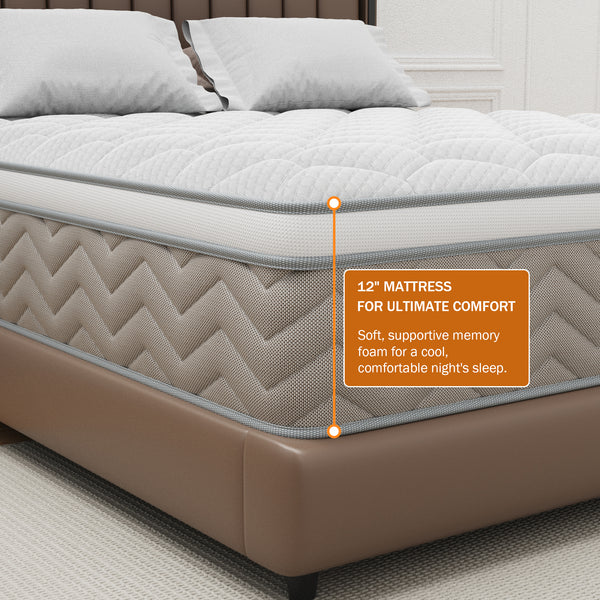 12 Inch Queen Size Mattress, Holaki Hybrid Memory Foam Mattress in a Box with Pocket Springs for Cool Night & Pressure Relief, Queen Mattress Medium Firm, CertiPUR-US & OEKO-TEX