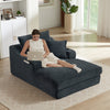 68" Oversized Chaise Lounge Chair Indoor, Comfy Deep Seat Sleeper Cloud Couch with 2 Cup Holder & Throw Pillow, Upholstered Deep Seat Accent Chair for Living Room, No Assembly Required