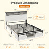 Queen Size Bed Frame, Holaki Farmhouse Queen Bed Frame with Storage Headboard, Charging Station & LED Lights, 2 Storage Drawers, No Box Spring Needed, Noise Free, Easy Assembly, White