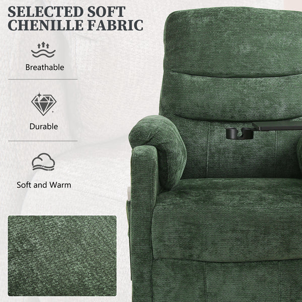 Power Recliner Chair, Nursery Recliner Chair with Swivel Tray Table & Cup Holder, Modern Chenille Fabric Electric Recliner with Side Pocket & Remote for Living Room Small Space