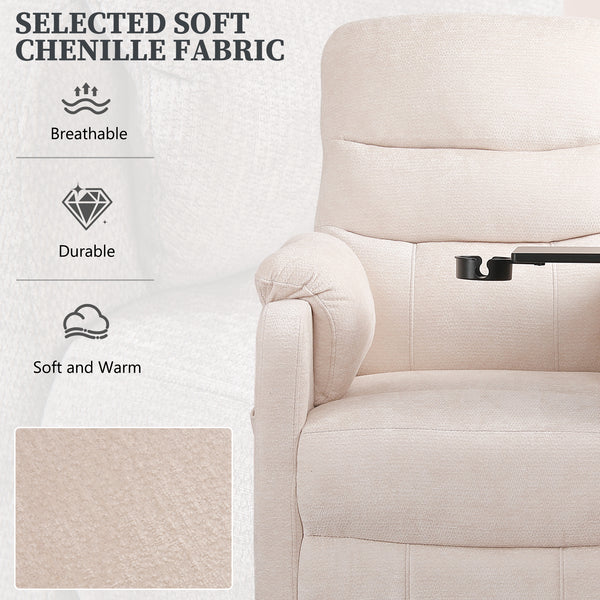 Power Recliner Chair, Nursery Recliner Chair with Swivel Tray Table & Cup Holder, Modern Chenille Fabric Electric Recliner with Side Pocket & Remote for Living Room Small Space