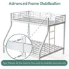Holaki Twin Over Full Metal Bunk Bed, with Built in Ladder & Guardrails Metal Bunk Bed Frame, Noise Free & Easy Assembly Strudy Metal Bunk Bed with Support Leg