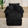 47" Oversized Chaise Lounge Chair Indoor, Holaki Fluffy Corduroy Upholstered Springs Sofa Bed with Ottoman & Pillows, Modern Comfy Cloud Sofas Couches for Living Room, Bedroom