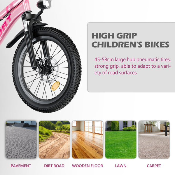 20 Inch Kids Boys Girls Bike for 8-13 Years Old, Kids Bicycle Adjustable Seat with Basket, Training Wheels & Handbrake for Birthday Gift