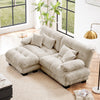 Holaki L-Shaped Cloud Couch Sectional Sofa, Chenille 2-Seater Sofa with Convertible Ottoman, 2 Lumbar Pillows and 2 Throw Pillows, Pink