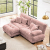 Holaki L-Shaped Cloud Couch Sectional Sofa, Chenille 2-Seater Sofa with Convertible Ottoman, 2 Lumbar Pillows and 2 Throw Pillows, Pink