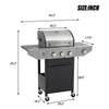 Holaki 3 Burners BBQ Propane Gas Grill, Stainless Steel 37,000 BTU with Side Burner & Thermometer, Output Grill for Outdoor BBQ and Camping, Patio Backyard Barbecue