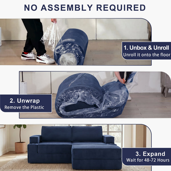 Holaki 5 in 1 Modular Sectional Sofa with Movable Ottoman, L-Shaped Convertible Boneless Couch for Living Room, Corduroy Deep Seat Sofa